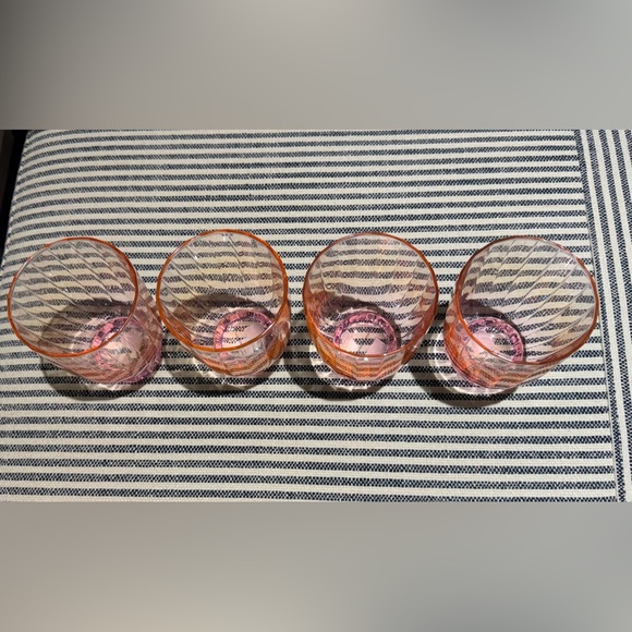 Anthropologie Olsen Pink Juice Glasses Set of 4 New Blush Pink Glassware - Picture 6 of 9